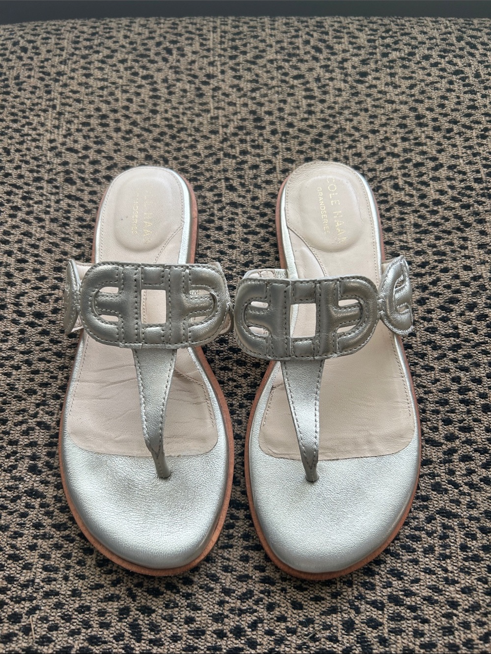 Cole Haan Metallic Silver Thong Sandals
